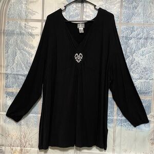 Fair Lady V-Neck Rhinestone Embellished Tunic Size 22